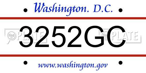 3252GC District Of Columbia License Plate