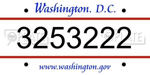 3253222 District Of Columbia License Plate