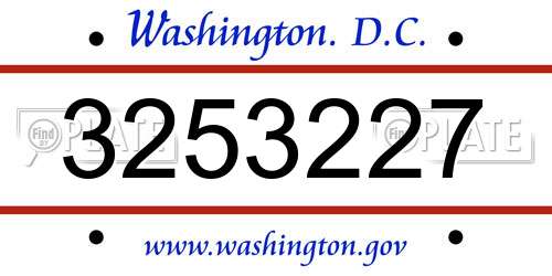 3253227 District Of Columbia License Plate