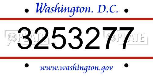 3253277 District Of Columbia License Plate