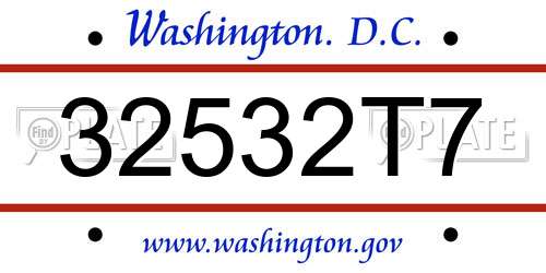 32532T7 District Of Columbia License Plate