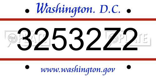 32532Z2 District Of Columbia License Plate