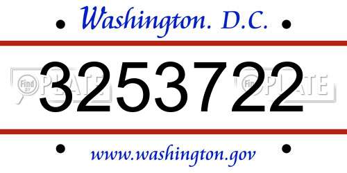 3253722 District Of Columbia License Plate