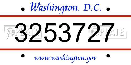 3253727 District Of Columbia License Plate