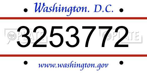 3253772 District Of Columbia License Plate