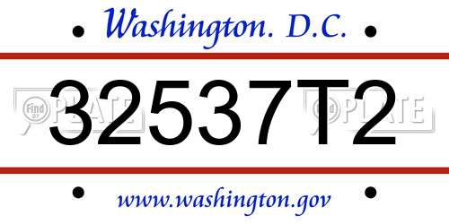 32537T2 District Of Columbia License Plate