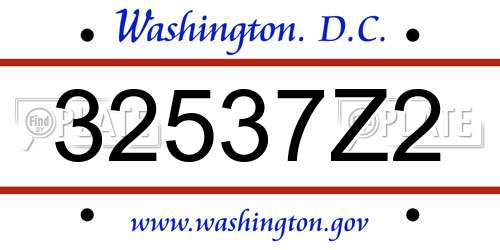32537Z2 District Of Columbia License Plate