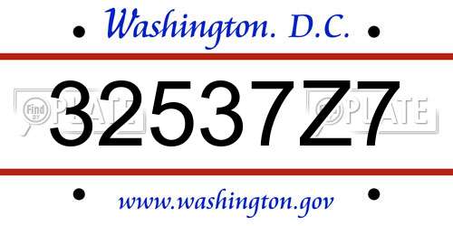 32537Z7 District Of Columbia License Plate
