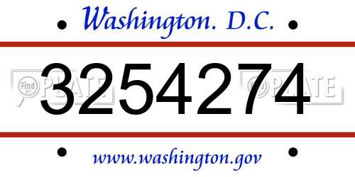 3254274 District Of Columbia License Plate