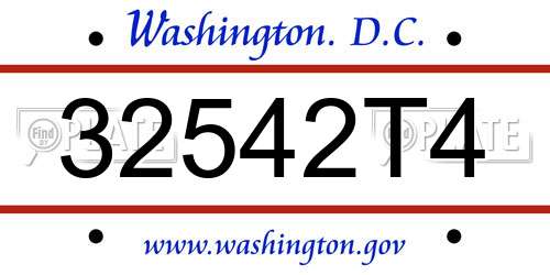 32542T4 District Of Columbia License Plate