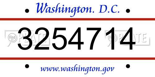 3254714 District Of Columbia License Plate