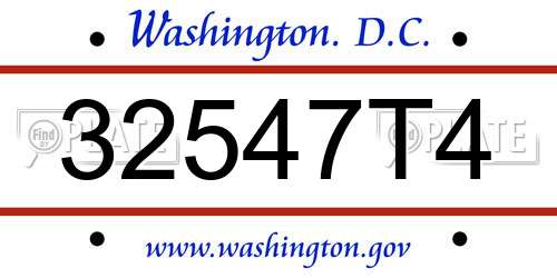 32547T4 District Of Columbia License Plate