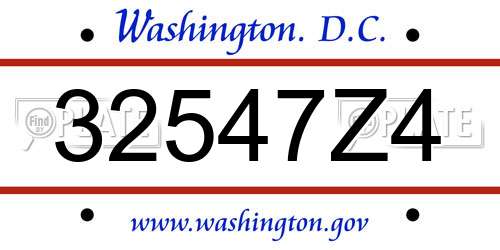 32547Z4 District Of Columbia License Plate