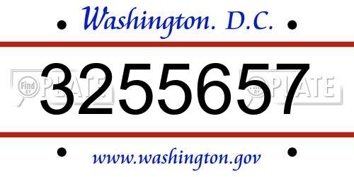 3255657 District Of Columbia License Plate
