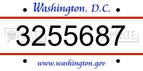 3255687 District Of Columbia License Plate