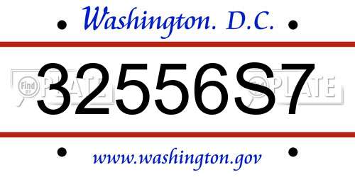 32556S7 District Of Columbia License Plate