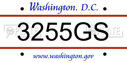 3255GS District Of Columbia License Plate