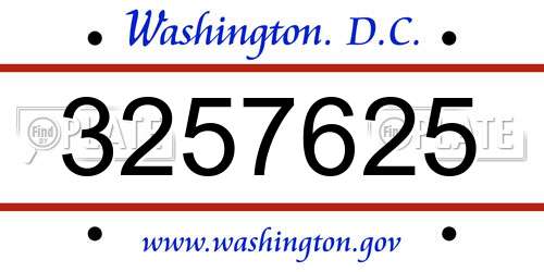 3257625 District Of Columbia License Plate