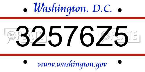 32576Z5 District Of Columbia License Plate