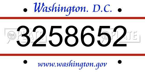 3258652 District Of Columbia License Plate