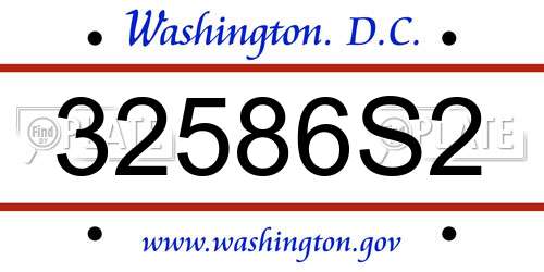 32586S2 District Of Columbia License Plate