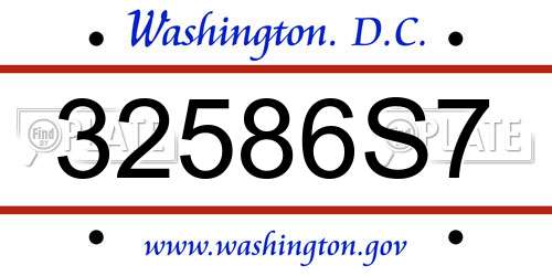 32586S7 District Of Columbia License Plate