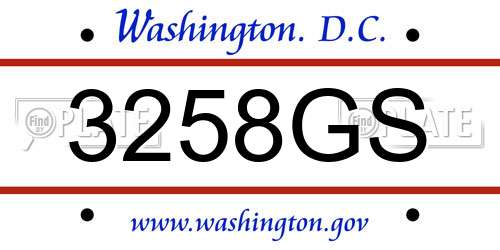 3258GS District Of Columbia License Plate