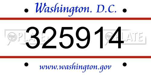 325914 District Of Columbia License Plate