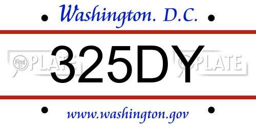 325DY District Of Columbia License Plate