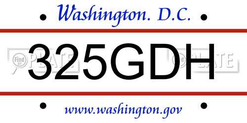 325GDH District Of Columbia License Plate