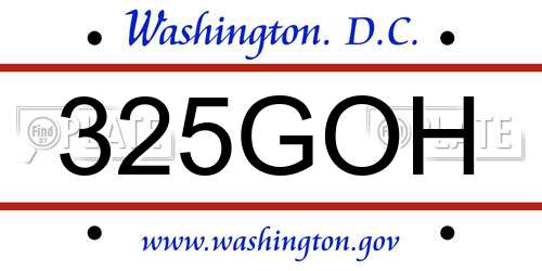 325GOH District Of Columbia License Plate