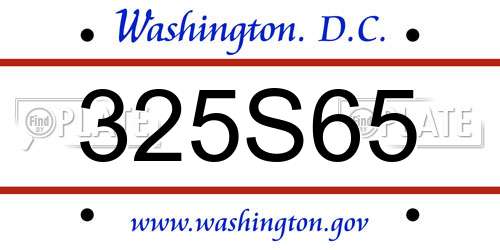 325S65 District Of Columbia License Plate