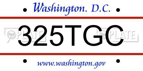 325TGC District Of Columbia License Plate