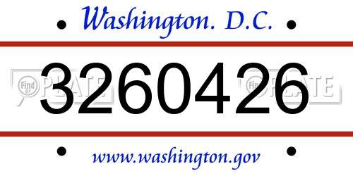 3260426 District Of Columbia License Plate