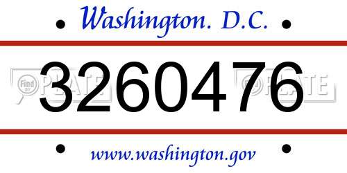 3260476 District Of Columbia License Plate