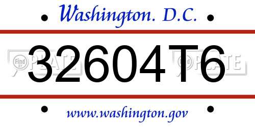 32604T6 District Of Columbia License Plate