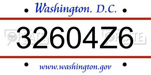 32604Z6 District Of Columbia License Plate