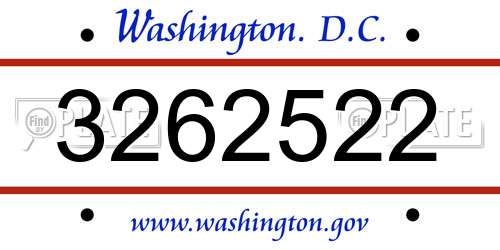 3262522 District Of Columbia License Plate