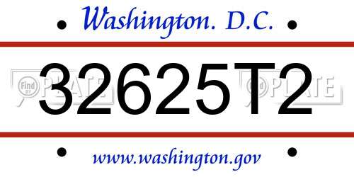 32625T2 District Of Columbia License Plate