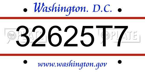 32625T7 District Of Columbia License Plate