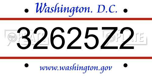 32625Z2 District Of Columbia License Plate