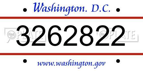 3262822 District Of Columbia License Plate