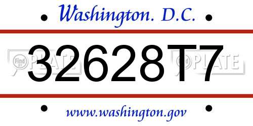 32628T7 District Of Columbia License Plate