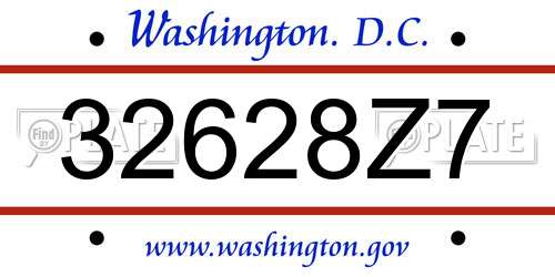 32628Z7 District Of Columbia License Plate