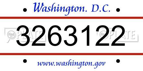 3263122 District Of Columbia License Plate