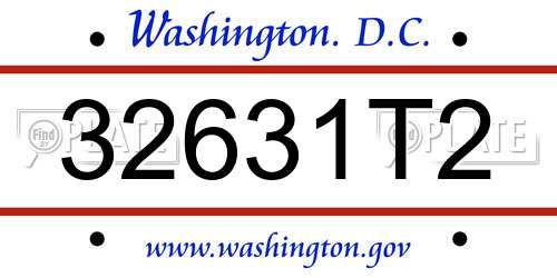 32631T2 District Of Columbia License Plate