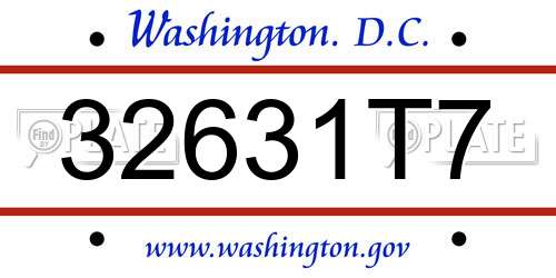 32631T7 District Of Columbia License Plate