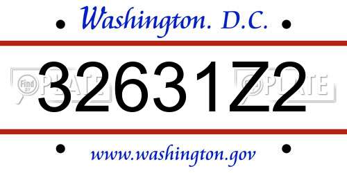 32631Z2 District Of Columbia License Plate