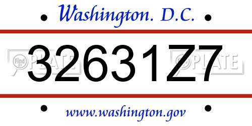 32631Z7 District Of Columbia License Plate