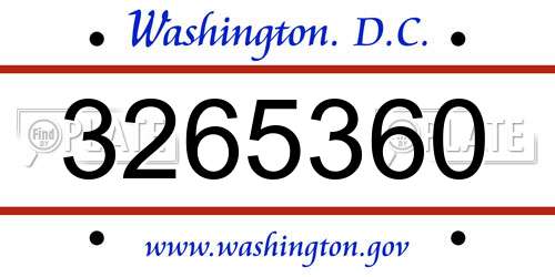 3265360 District Of Columbia License Plate